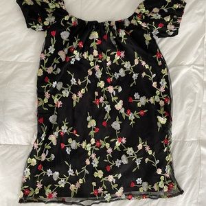 Floral embroidered Babydoll Puff Sleeve Dress